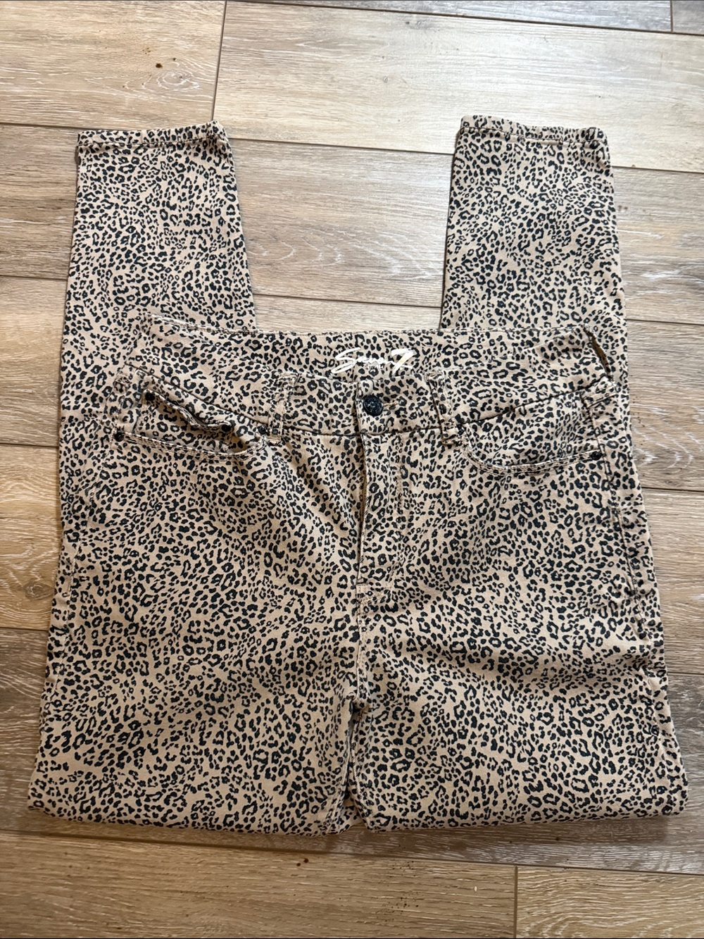 Seven 7 cheetah print high rise tummy less skinny jeans sz 12